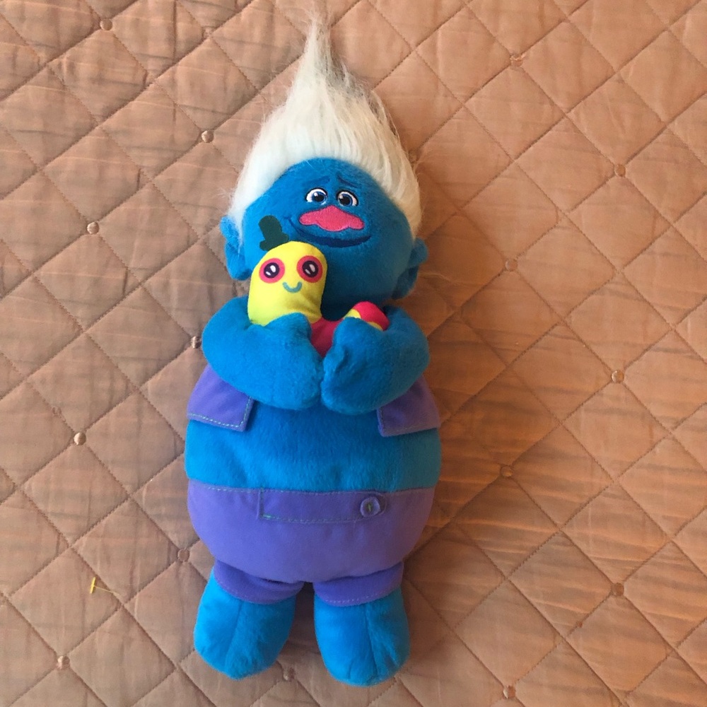 Dreamworks Trolls "Biggie" Talking Blue Troll Doll holding Mr. Dinkles 2016